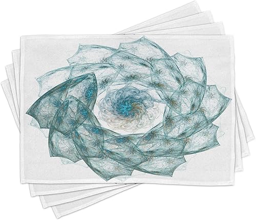 Miniatura 237 de Ambesonne Juego de 4 manteles individuales amarillos y azules, diseño de flores de primavera, flores vibrantes, manteles individuales de tela Azul