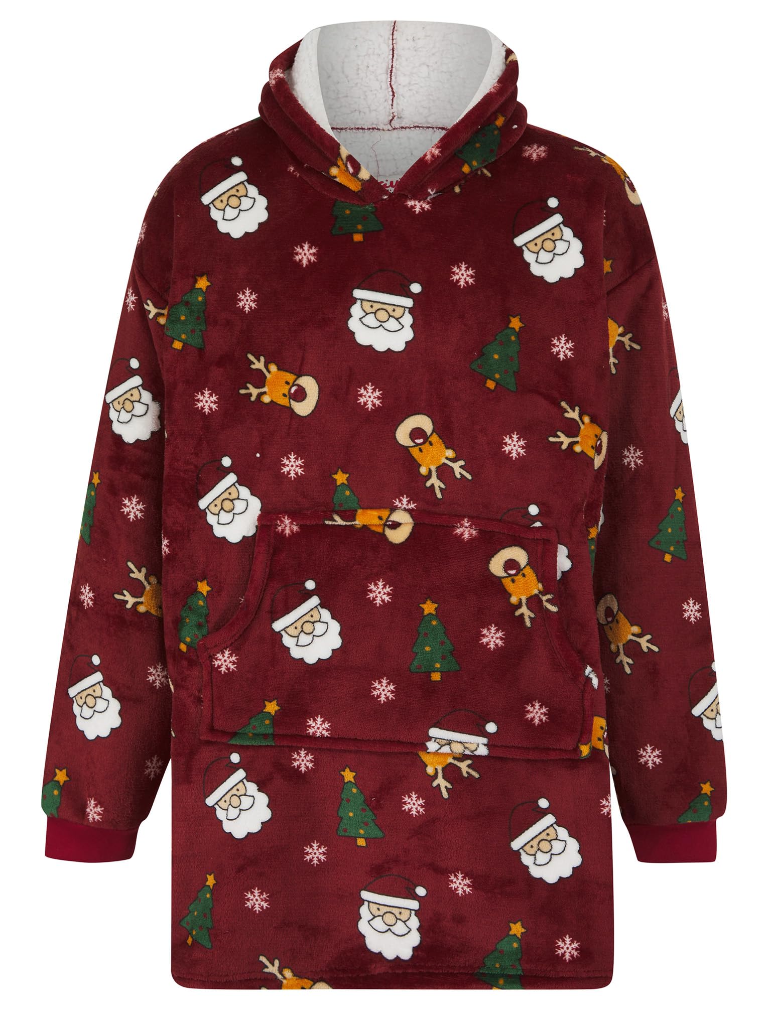 Tokyo Laundry Unisex 'Christmas Stickers' Oversized Xmas Fleece Lined Blanket Hoodie
