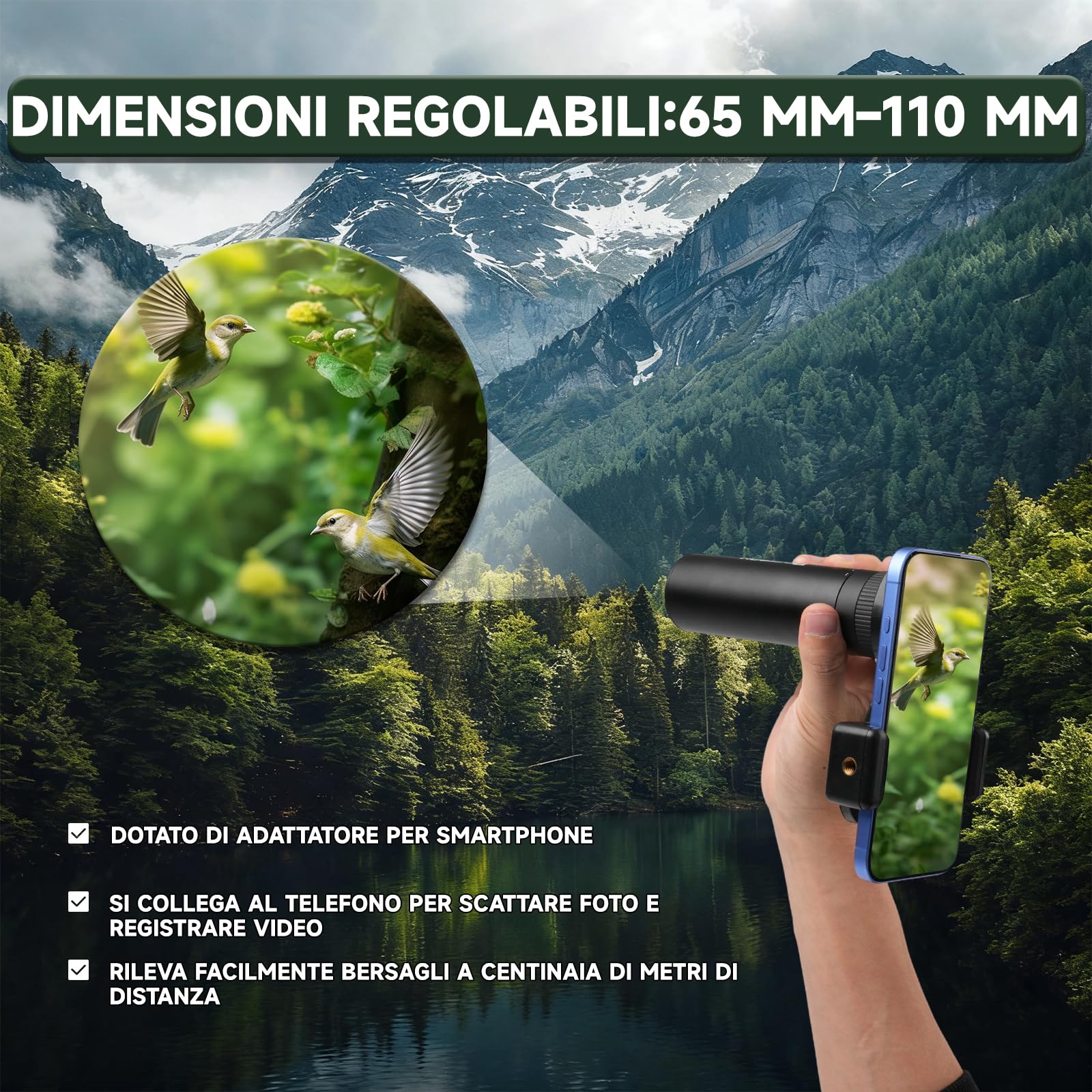 Telescopio Monoculare 7 X 32,HD FMC Professionale per natura | Telescopio Monoculare ad Alta Potenza Impermeabile – Compatto per Adulti per Watching Caccia Campeggio,Concerti