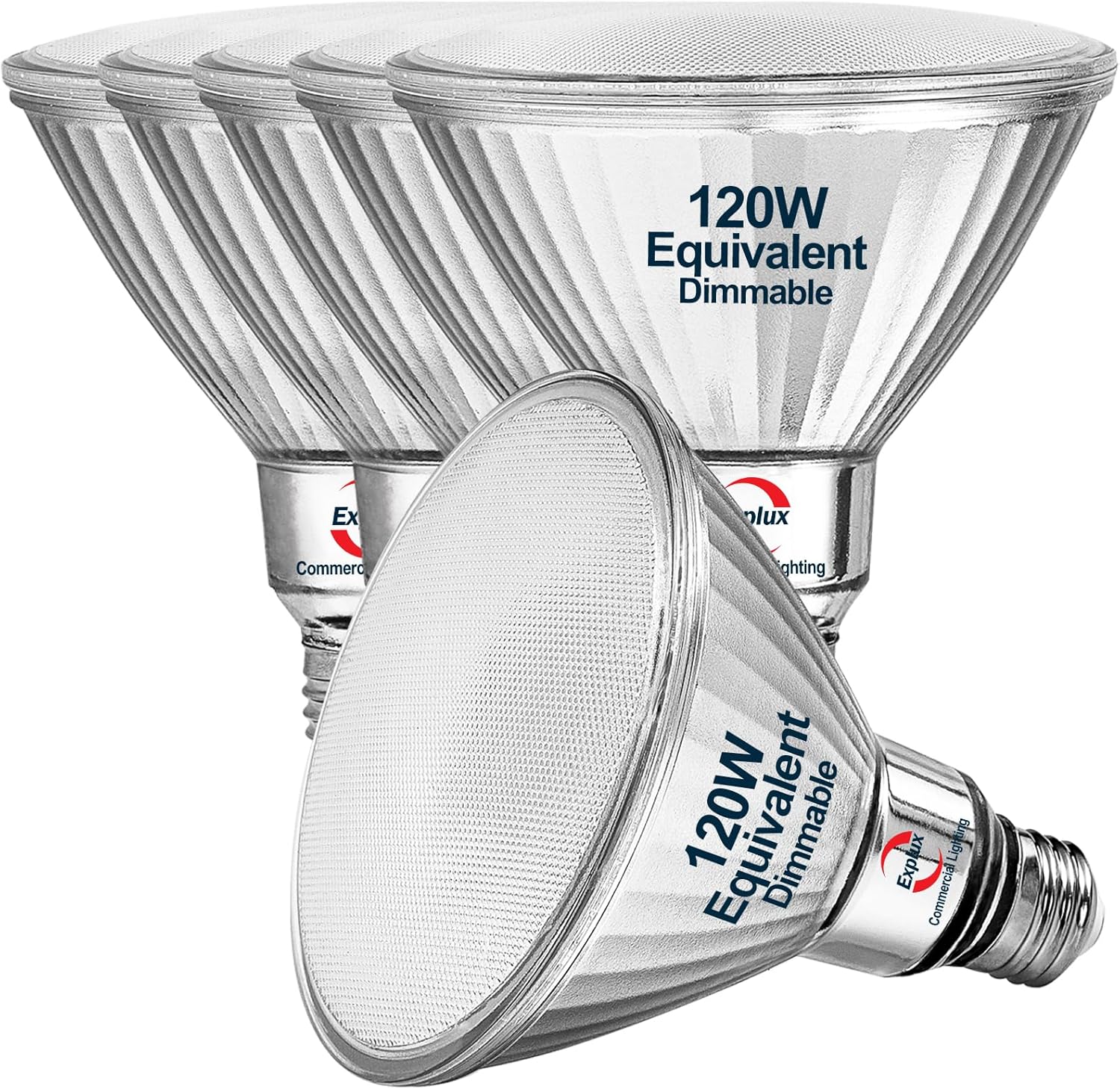 Explux Commercial-Grade LED PAR38, 120W Equivalent, 1500 Lumens, 40000 Hours, Classic Full Glass Flood Light Bulbs, Dimmable, Waterproof & Anti-Ageing, Daylight 5000K Spotlight, 6-Pack
