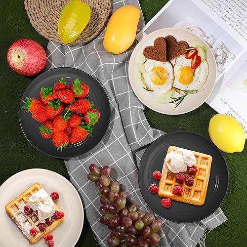 Miniatura 4 de Sawysine Paquete de 24 platos de paja de trigo de 8 pulgadas, reutilizables, ligeros, irrompibles, aptos para lavavajillas y microondas para niños,