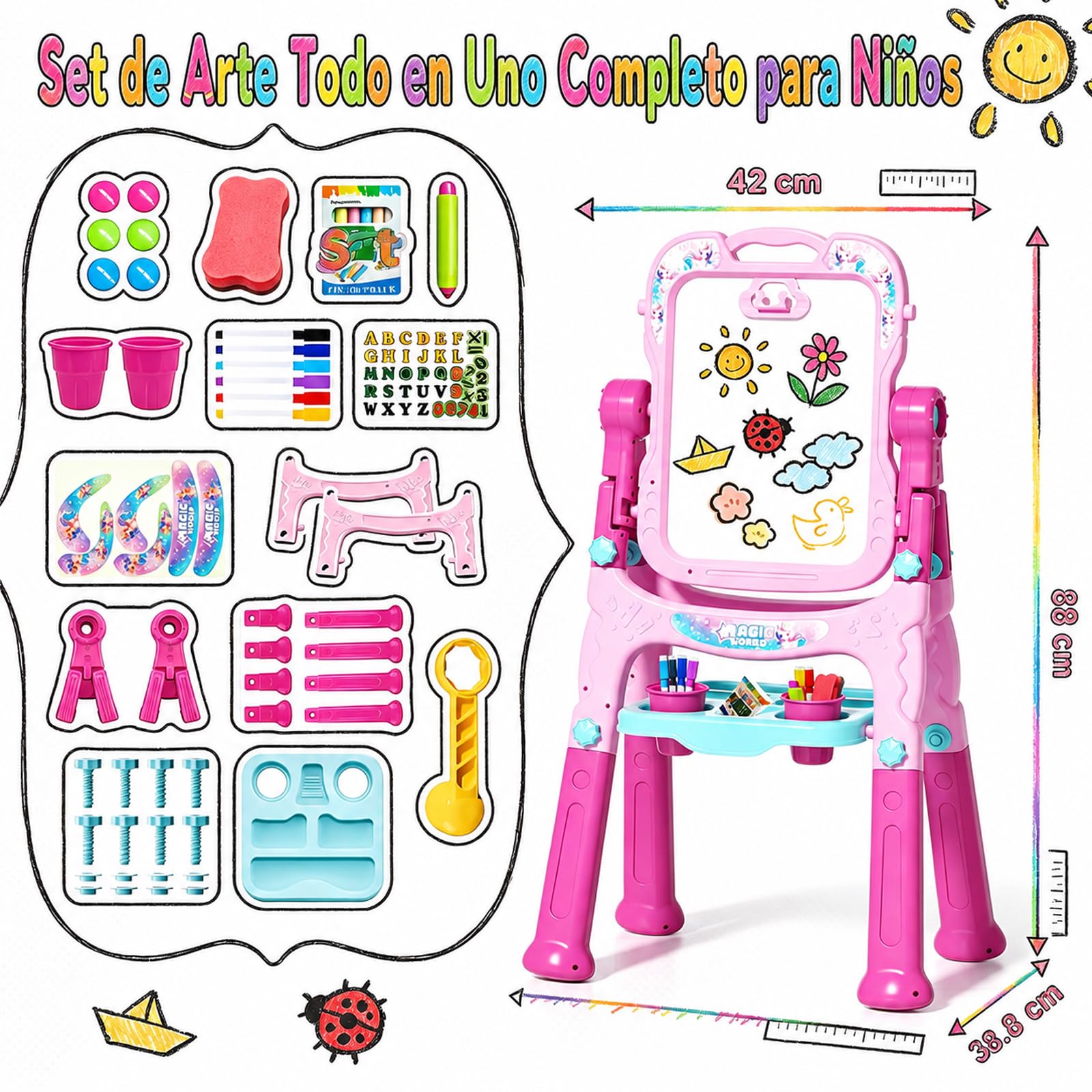 EUCOCO Pizarra Infantil, Regalo Niña 2 3 4 5 6 Años Juguetes Niña 2 3 4 5 6 Años Pizarra Magica Infantil Caballete Navidad Regalos Niñas 2-12 Años Regalo de Cumpleaños Ideas Regalos Originale