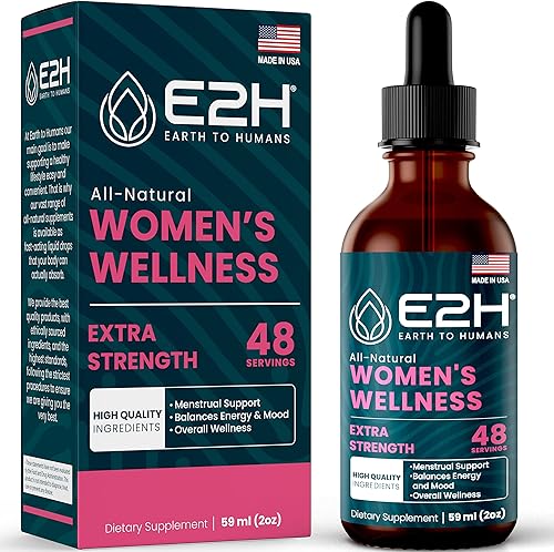 E2H All Natural Women's Wellness, equilibrio hormonal y alivio del síndrome premenstrual con cohosh negro, Dong Quai y raíz de regaliz para aliviar
