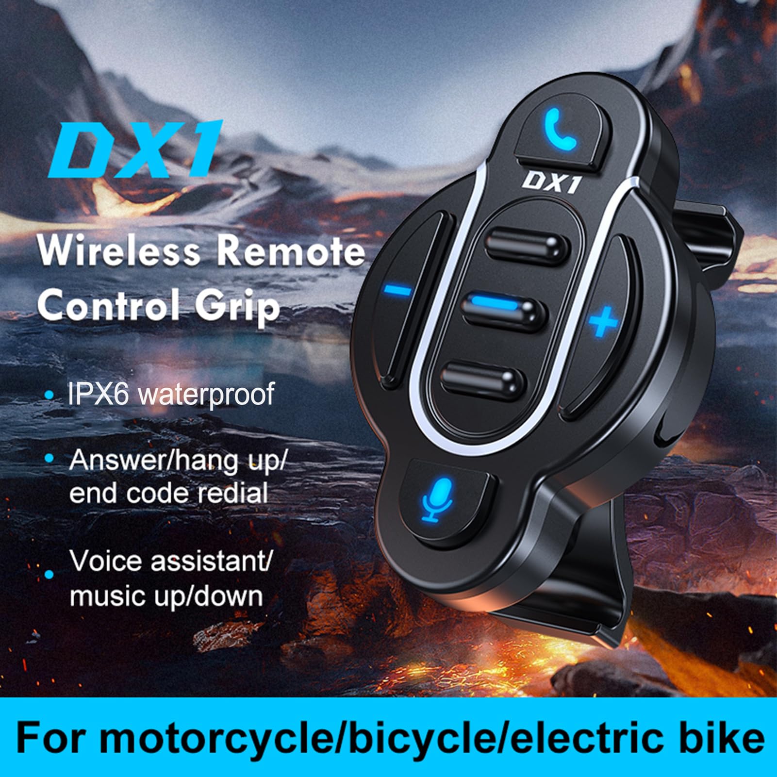 Docooler Controllore BT moto telecomando manubrio impermeabile controllore chiamata/musica assistente vocale, tasti multimediali telecomando per bicicletta elettrica moto