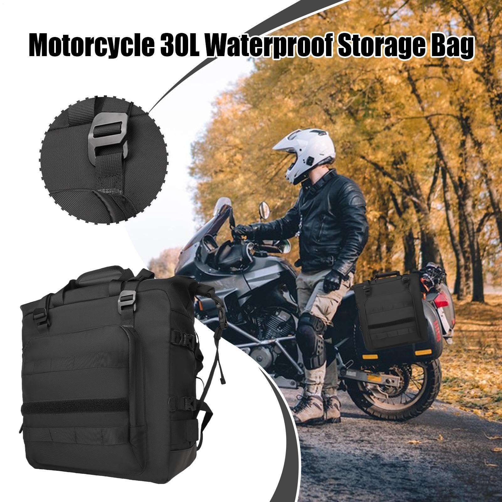 Sakwy Motocyklowe 30 Litrów Wodoodporne Sakwy Bagażowe | Motocyklowe Torby Siodłowe Dla Mężczyzn, Dorosłych i Nastolatków, Do Użytku Na Zewnątrz, Pikniki, Jazda Na Rowerze, Jazda