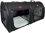 One for Pets portatif 2-in-1 Kennel/abri double animal de compagnie, tissu, noir/bleu royal 20"x20"x39" - Installation de siège de voiture inclus (Gray)