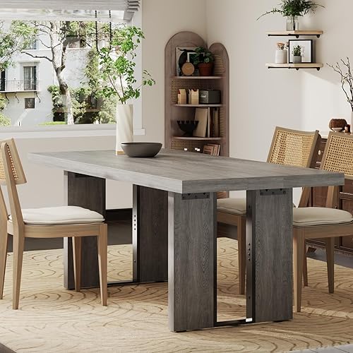 Miniatura 1 de Gyfimoie Mesa de comedor grande de 71 pulgadas, mesa de comedor rústica para 6 a 8 personas, mesa de cocina rectangular gruesa con patas resistentes