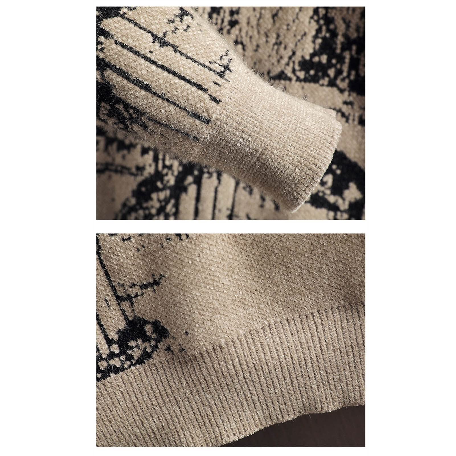 (wełniany) sweter Mężczyźni Slim Swetry Anime Wzór Swetry Jesień Zima Gruby Ciepły Sweter Casual Okrągły Kołnierz Knitwear Sweter sweter(B2,M)