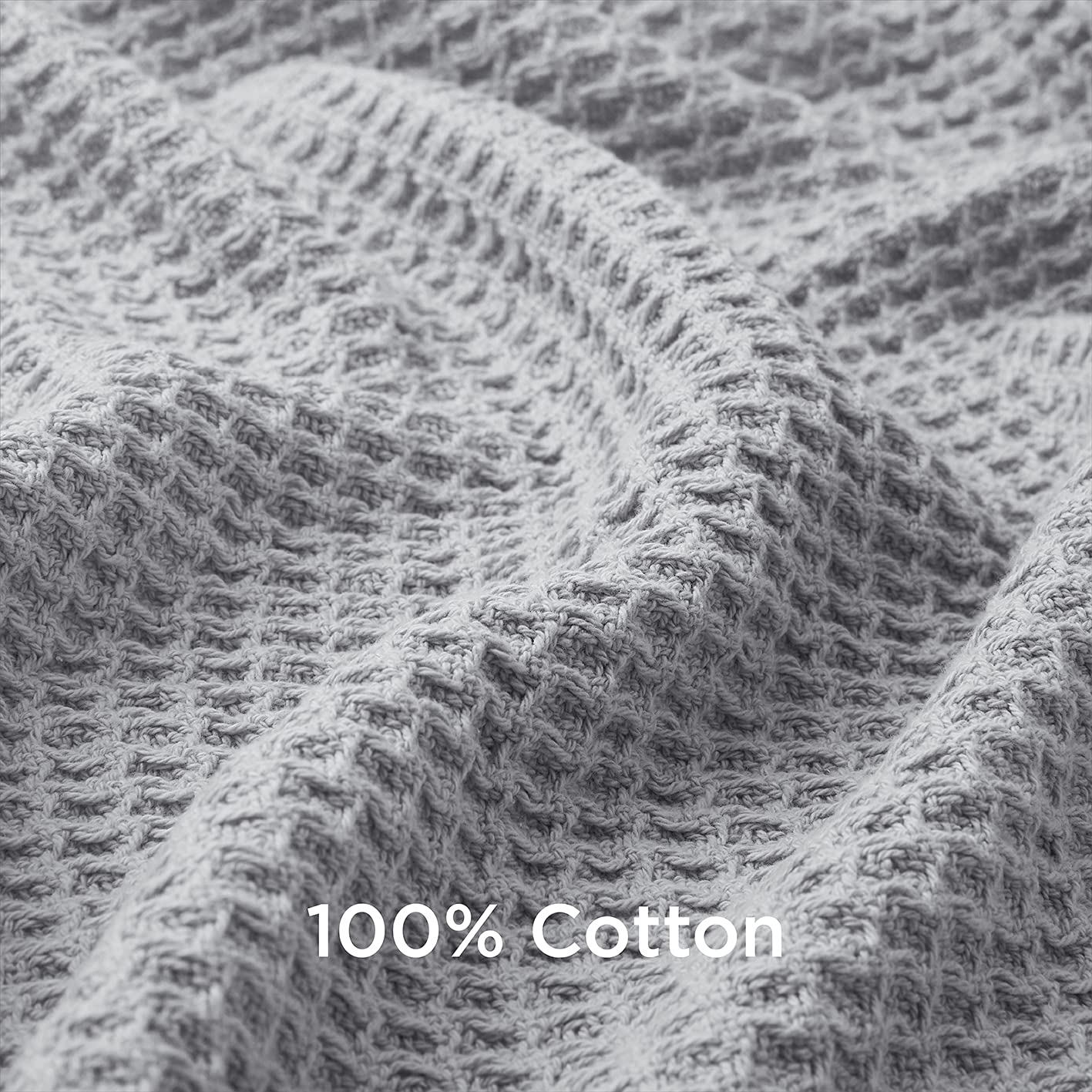 Bedsure 100 Cotton Blankets King Size Grey 405GSM Waffle Weave Soft