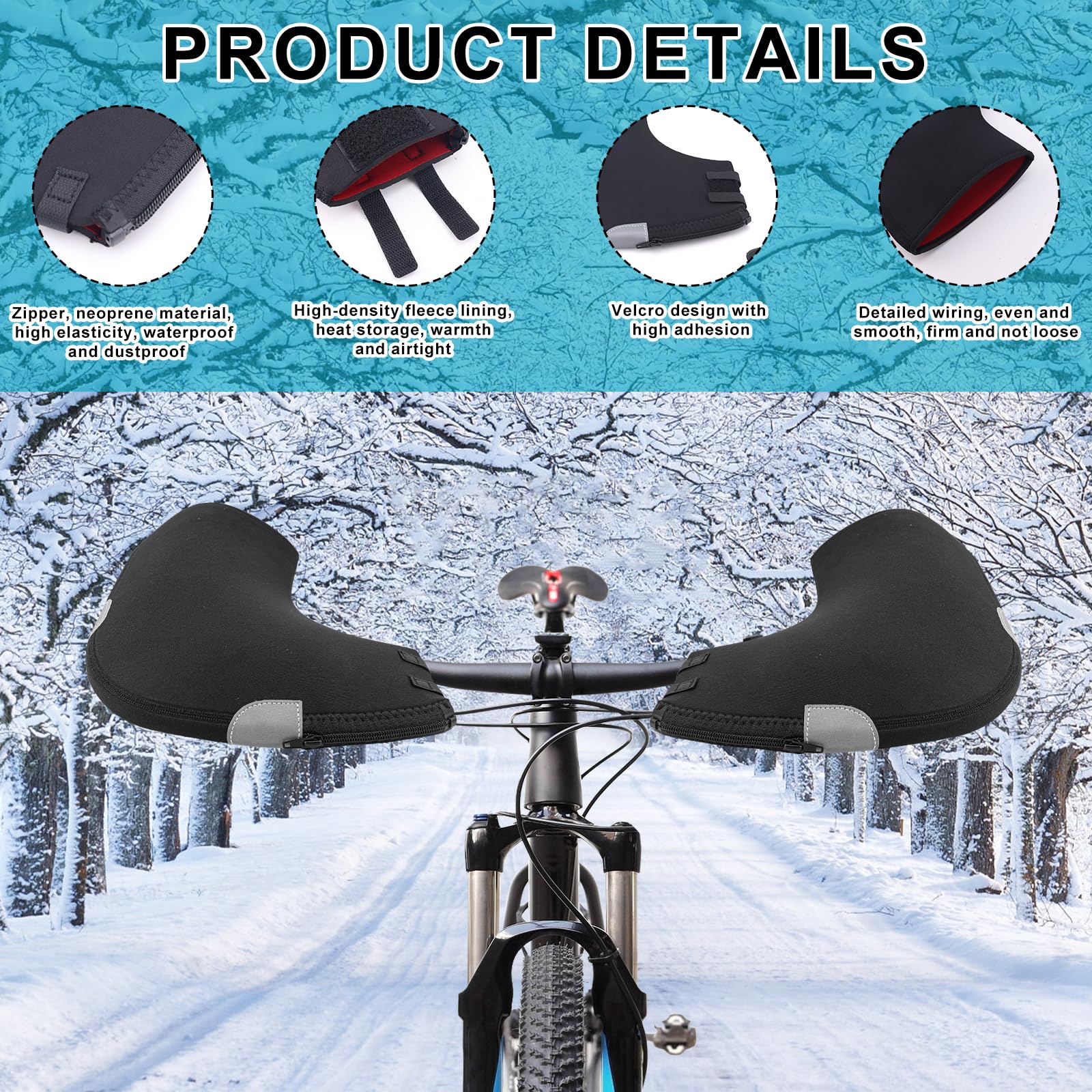 bicycle handlebar gloves Urban Cycling Mitts for Mountain / Commuter Bike, Flat Handlebar Pogie Winter Thermal MTB Mittens, Black It can be used with regular cycling gloves of varying thickness eBike Winter Handlebar Covers |