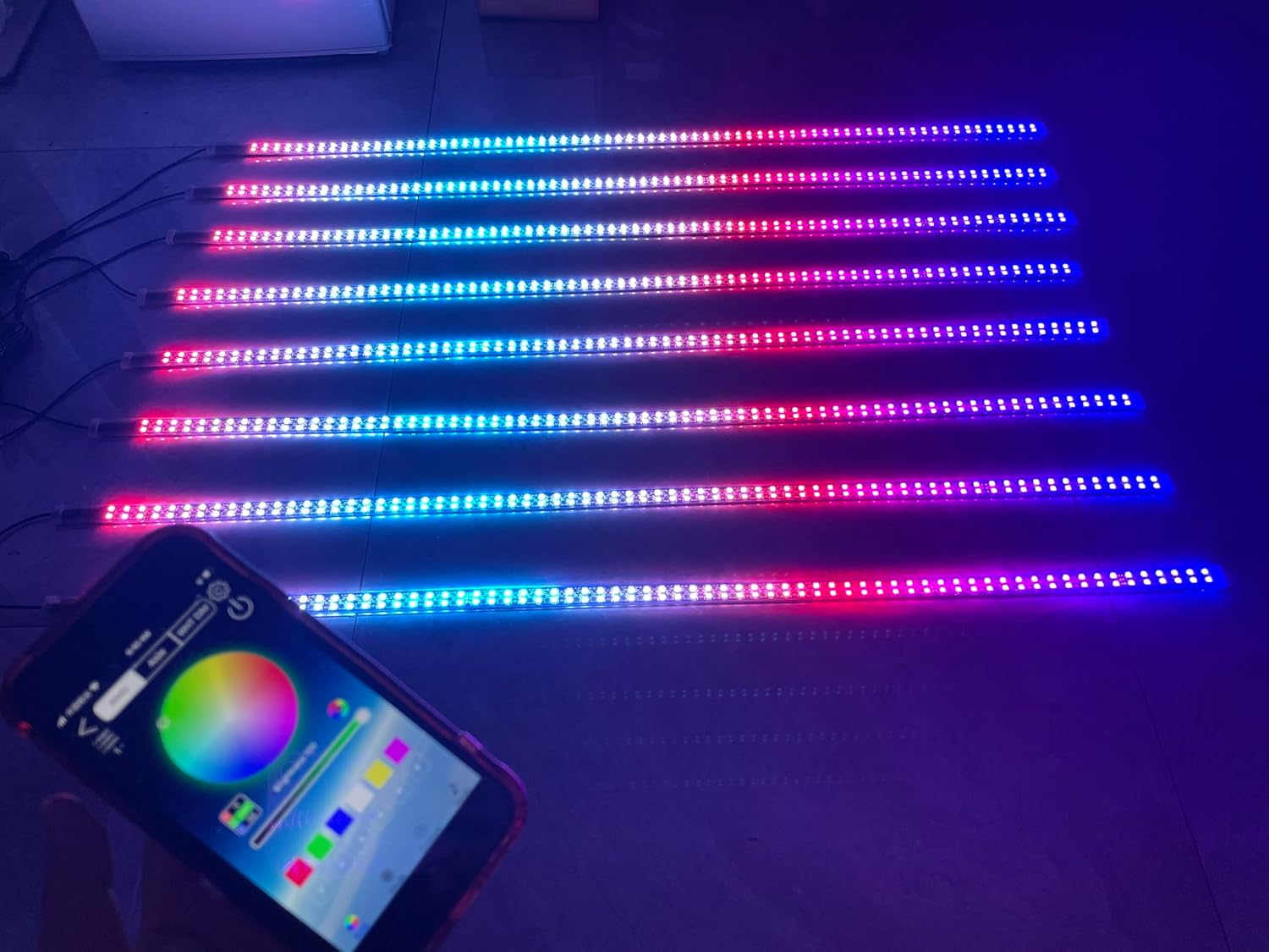 Bluetooth + Remote x8PCS Double Row RGB Dream Color Chasing Light Strips for Car Truck Wheel Underglow Rock Lighting Off-Road Vehicle Polaris Slingshot (8PCS 6.5FT Double Row Light Strips)