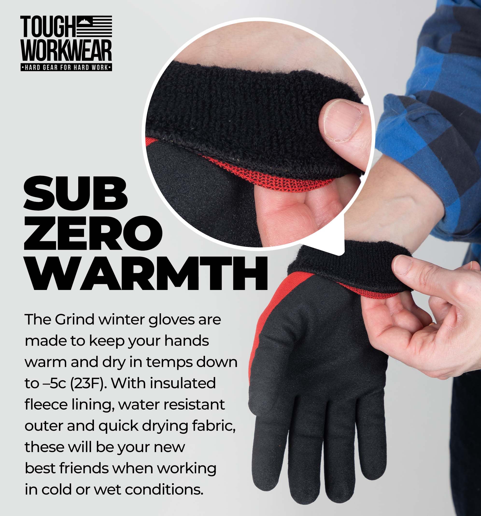 Tough Workwear Guantes de trabajo de invierno para hombre y mujer - Guantes de trabajo en clima frío - Guantes de trabajo de invierno forrados con forro polar