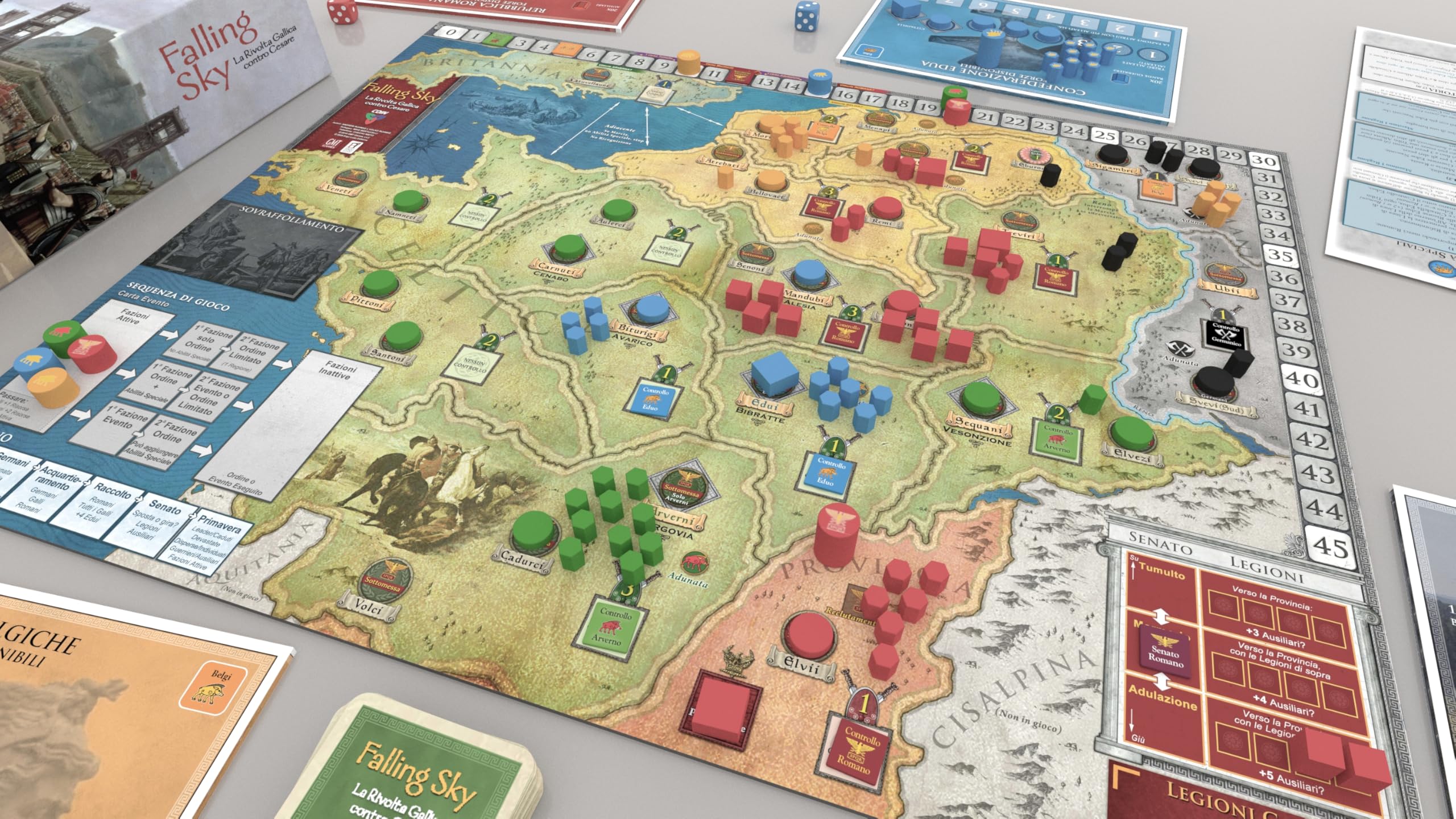 Asmodee – FALLING SKY – Gioco da Tavolo per Esperti | Gioco da Tavola di Strategia a tema Storico Impero Romano – 1-4 Giocatori – 14+ Anni – 180 Minuti – Edizione Italiana
