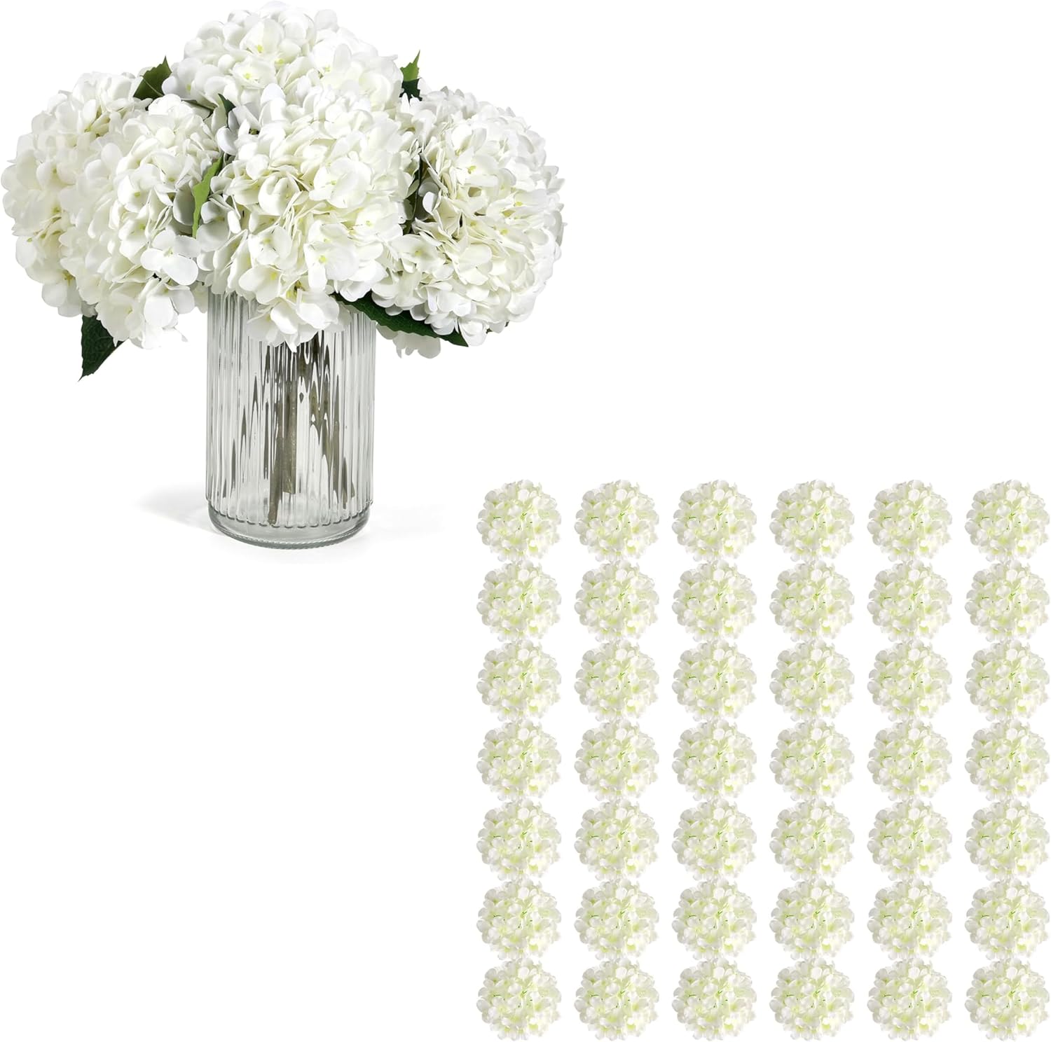 Auihiay 64 PCS Artificial Hydrangea Flowers with 8PCS White