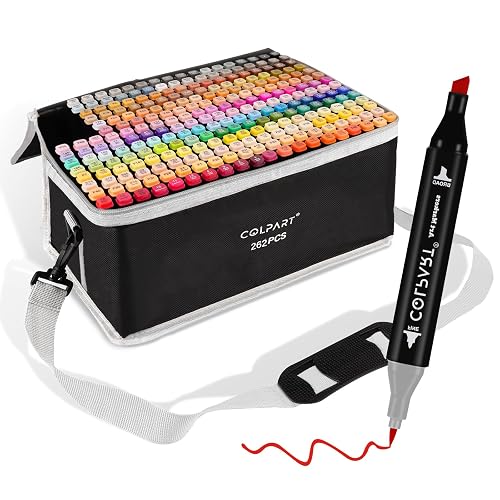 262 Colors Alcohol Markers Set Dual Tip Art Markers for Kids Marker Pens with Pen Holder and Carry Bag for Adult Coloring Painting Supplies Perfect for Painting, Coloring, Sketching and Drawing