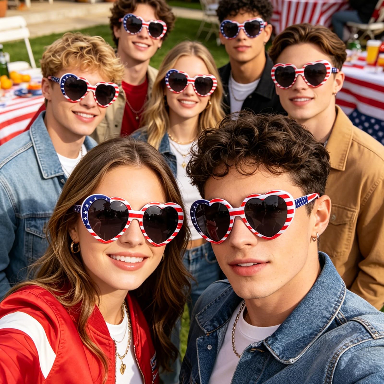 Paquete de 20 lentes de sol a granel con la bandera estadounidense para adultos, Patriot del 4 de julio, protección UV400