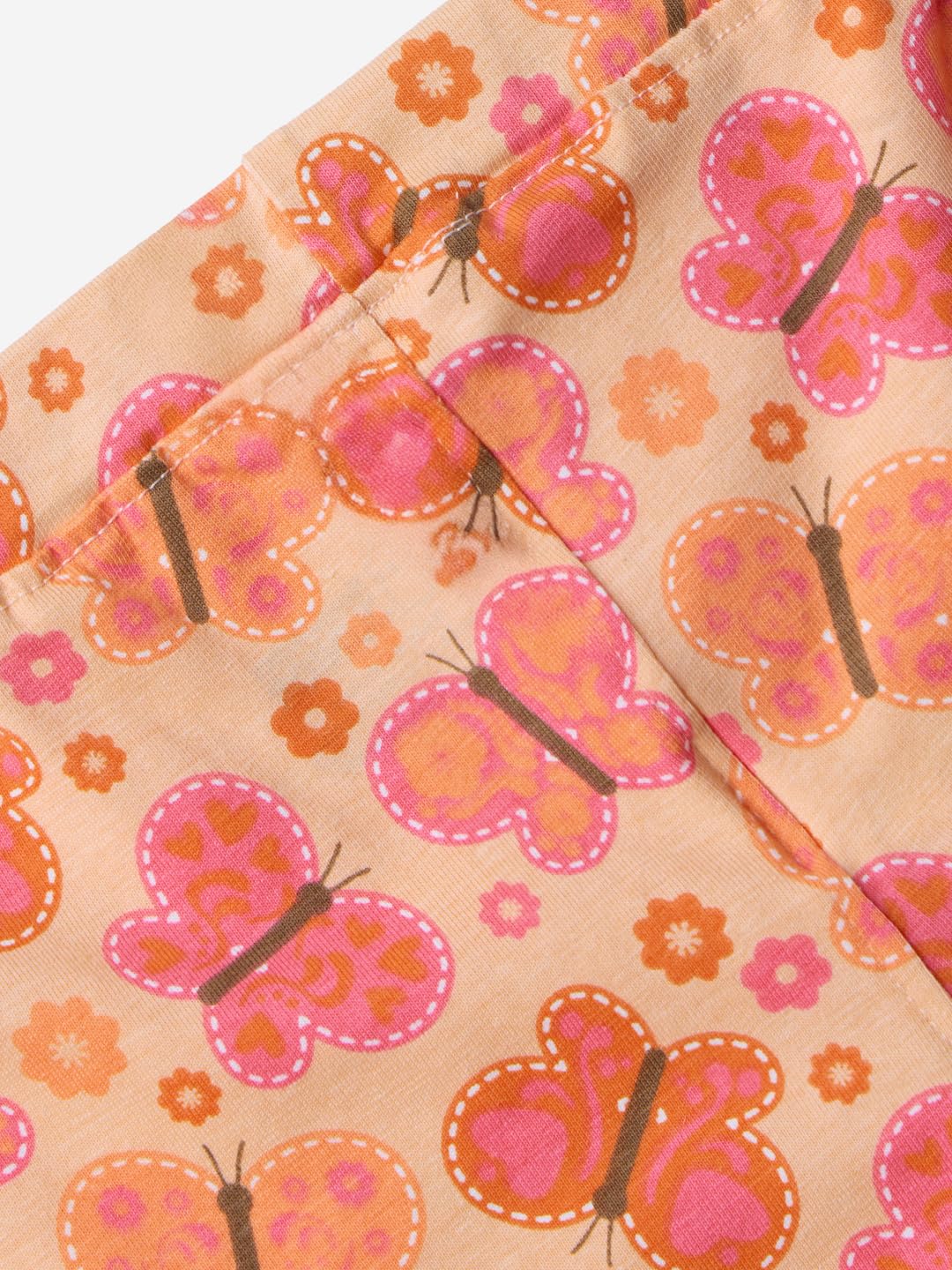 The Souled Store Flutter Girls - Leggings in cotone con stampa su tutta la superficie, vestibilità regolare, colore: arancione (2-8 anni)