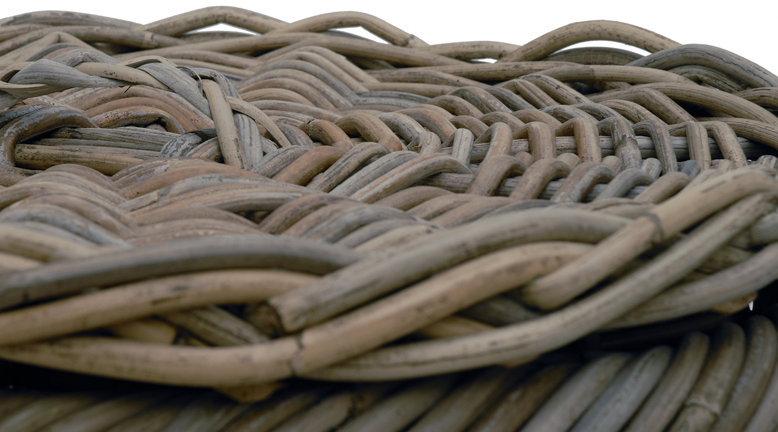 Geräumiger Wäschekorb im Landhaus Stil, große Wäschetonne bauchig aus echtem Rattan Ø 50cm (Grau Naturrohr)