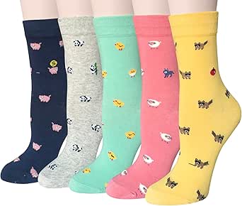 5 Pairs Womens Funny socks Cozy Cute Printed Patterned Fun Socks Novelty Cat Socks for Women Gifts