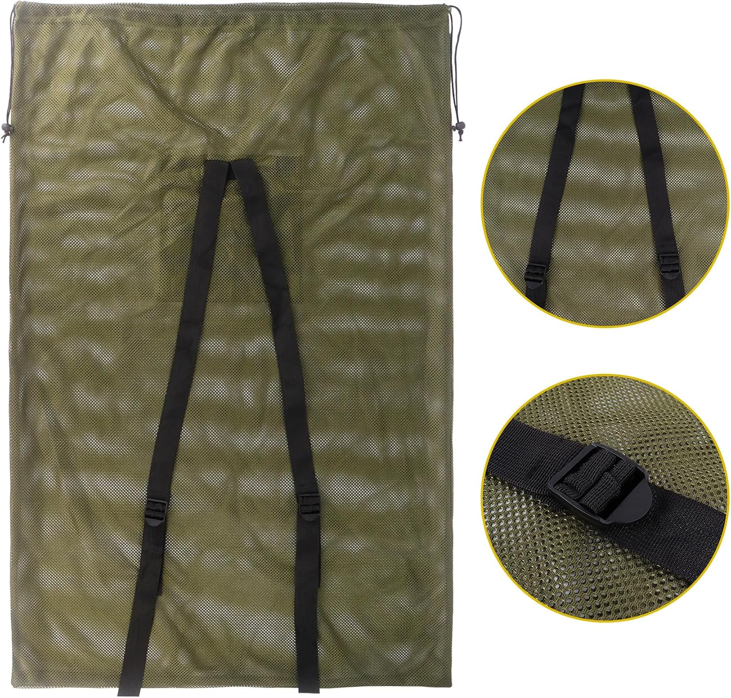 Klmnop 2 Pack Extra Large Mesh Duck Decoy Bag, 30"x46" Decoy Bag with Zipper Pocket and Adjustable Shoulder Straps for Goose/Turkey/Pigeon/Waterfowl, Lightweight Hunting Storage Backpack(Green)