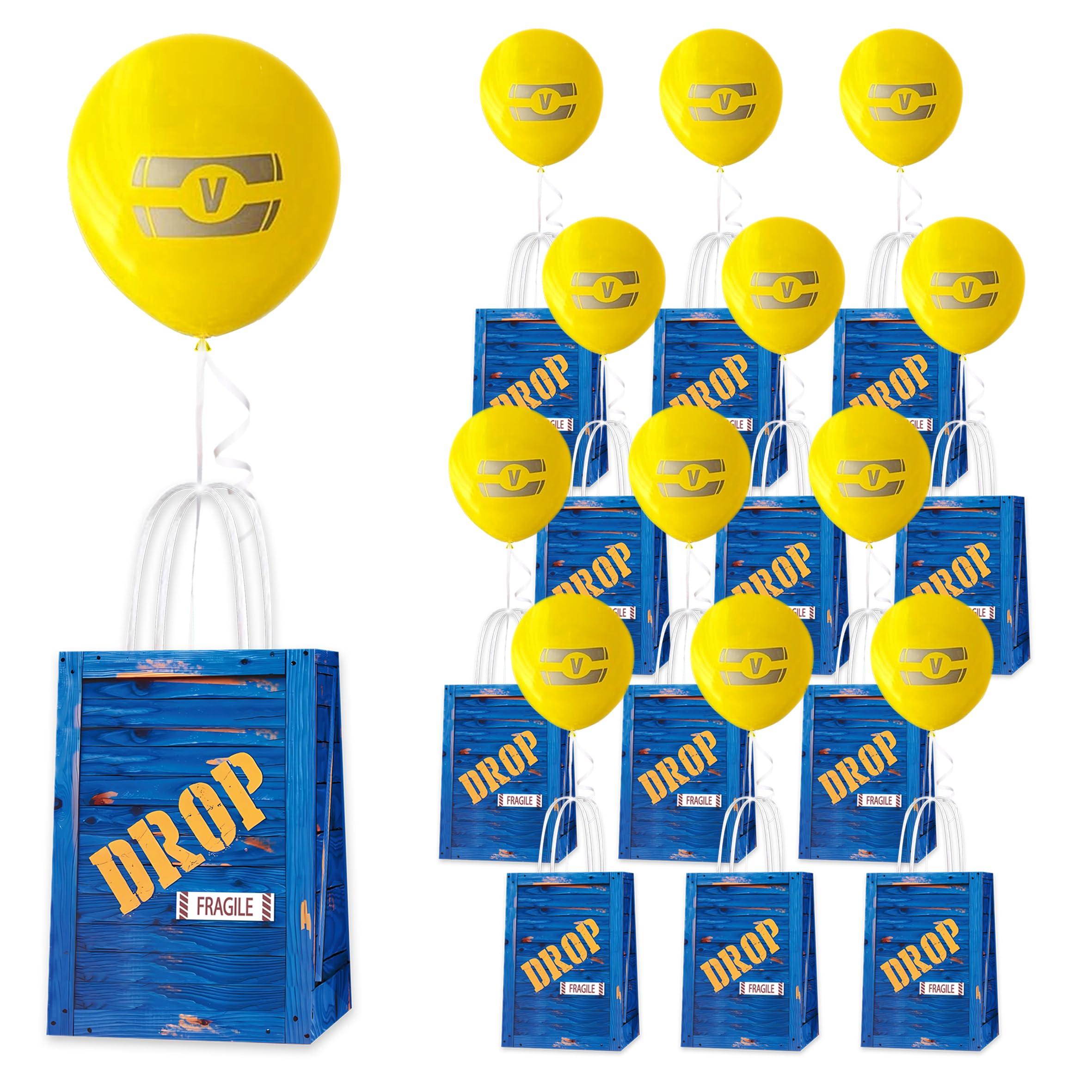 JenJen Tradition Video Game Theme Drop Box Birthday Goodie Bags For Gamer Candy Gift Bags With Handles For Birthday Party Decorations Favors Balloons