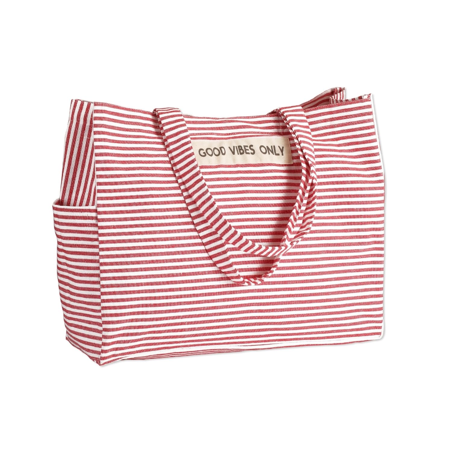 Folkulture Beach Bag For Women | 17 x 14 Inch - 100% Cotton Beach Tote Bag With Zipper Pocket Inside, Large Woven Pool Bag