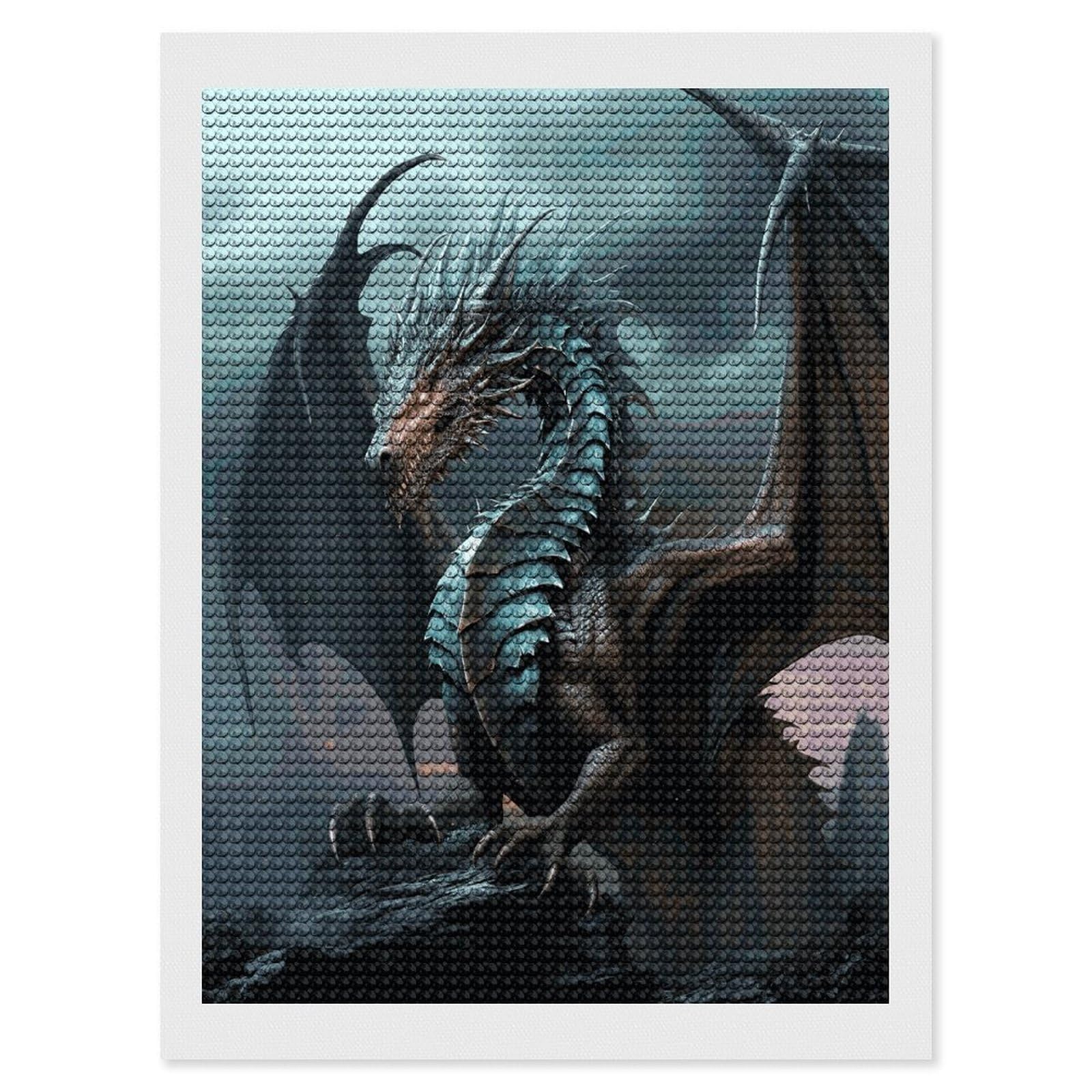 Cool Dragon Diamond Art Kits for Adult Round Full Drill Diamond Dots Paintings for Beginner Picture Art DIY Diamond Painting Kits 5D Diamond Art Painting for Home Wall Decor 12"x16"