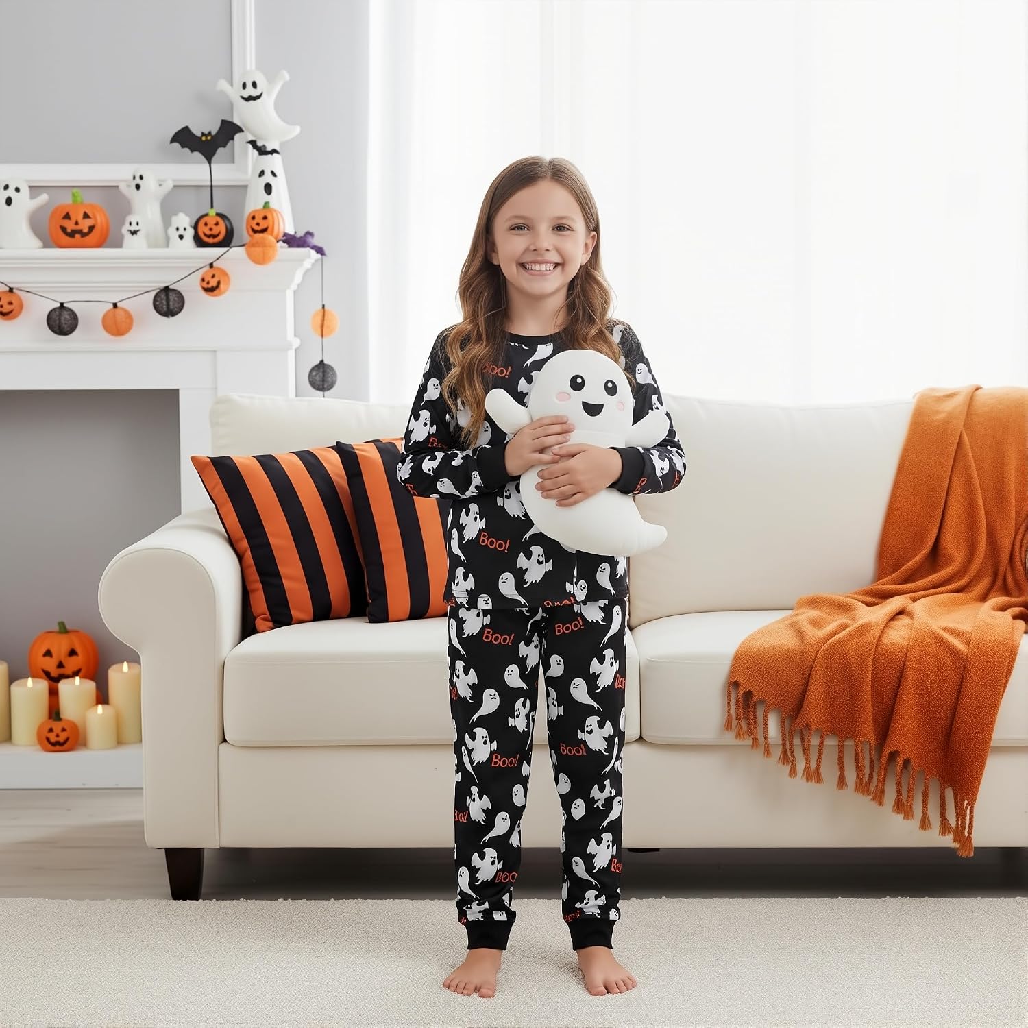 IFFEI Family Matching Halloween Pajamas Sets with Pockets for Photos