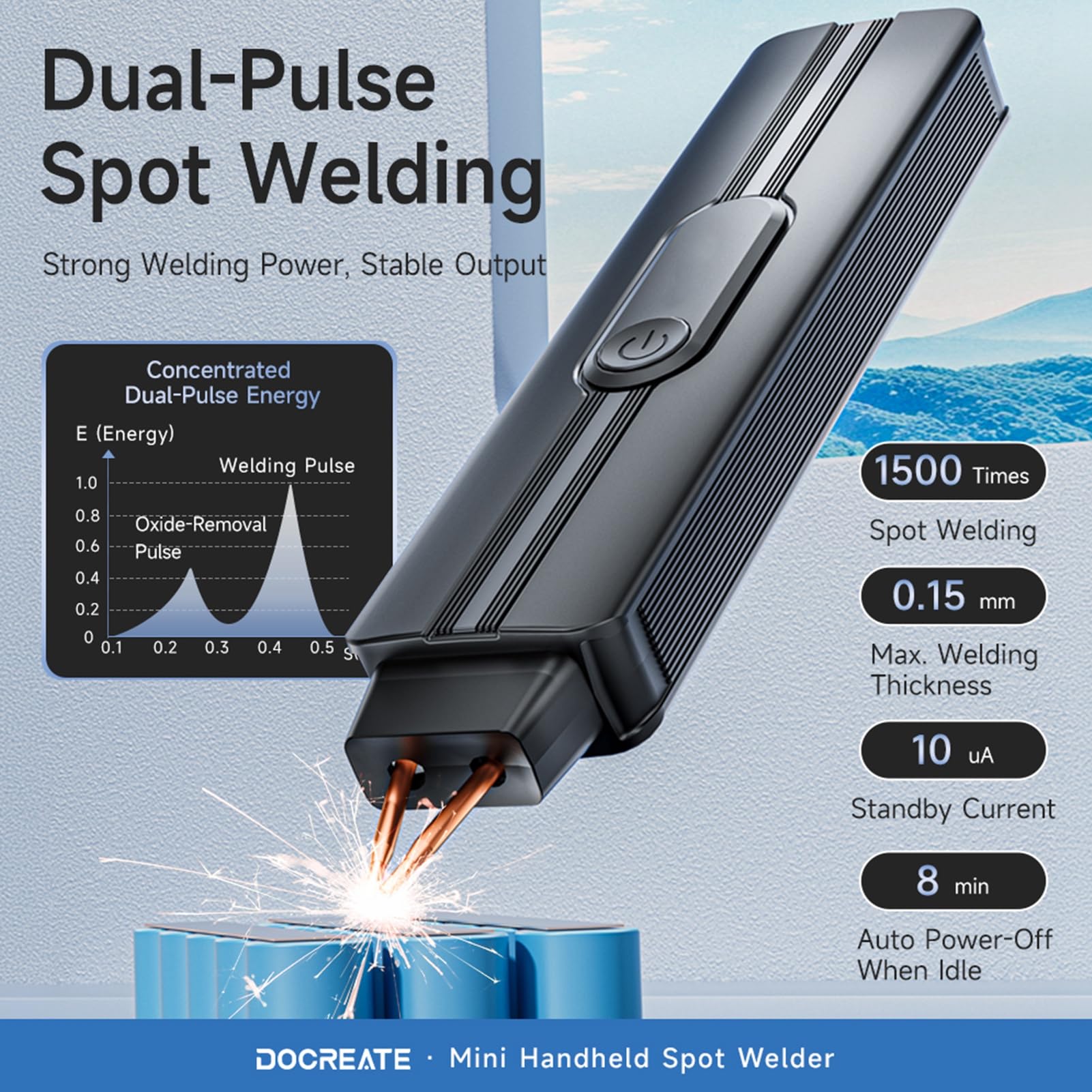 Weytoll Máquina de Soldadura de Doble Pulso, 3360W, 9 Niveles, Modo Automático, Pantalla LED, Protección Temperatura con Batería 2200mAh para Reparación Batería (Negra)
