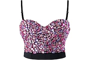 Embellished Rhinestone Push Up Bra