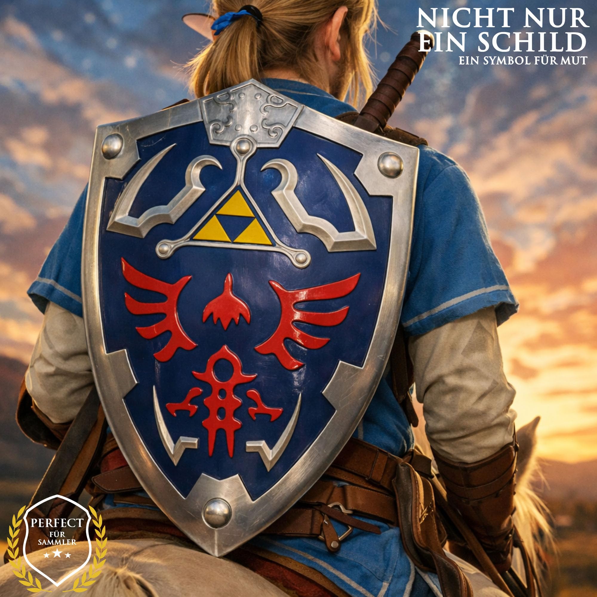 Swords and more Zelda Hylian - Cartello replica 64 cm - Zelda Hylia Shield decorazione da parete in resina - gioco da collezione Cosplay cartello per fan collezione e decorazione camera