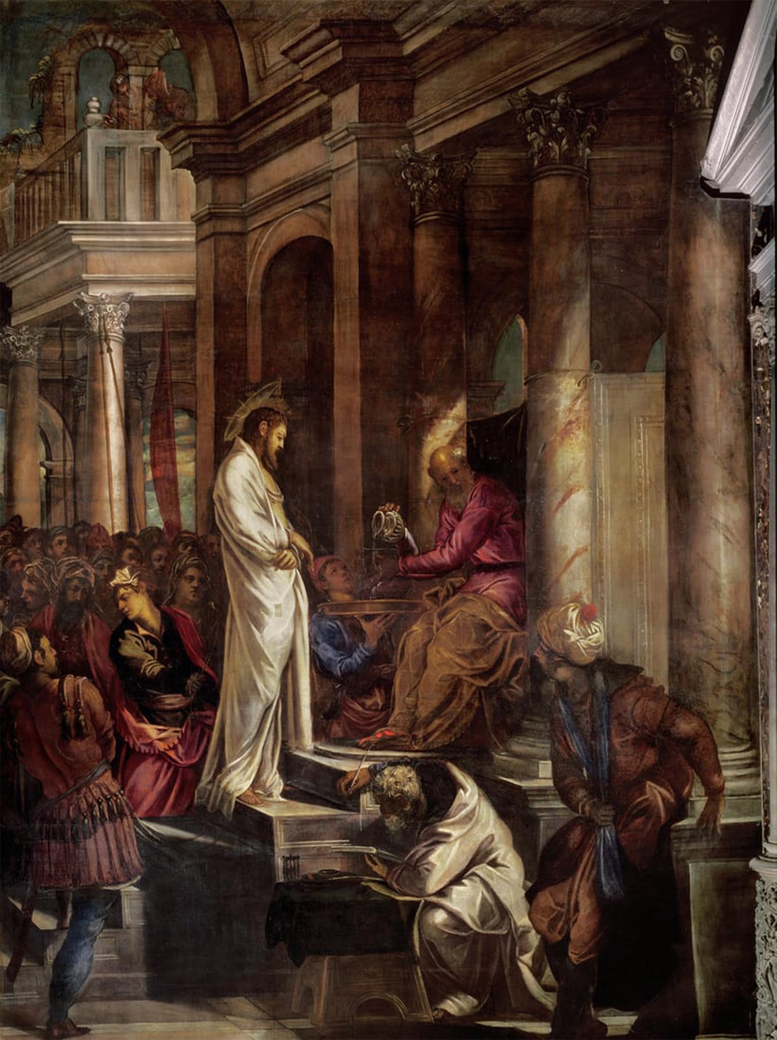 POSTERIIk Famous Modern Artwork Art Mural Christ Before Pilate by Jacopo Robusti Tintoretto Oil Paintings Pictures for Home Decor 60x90cm