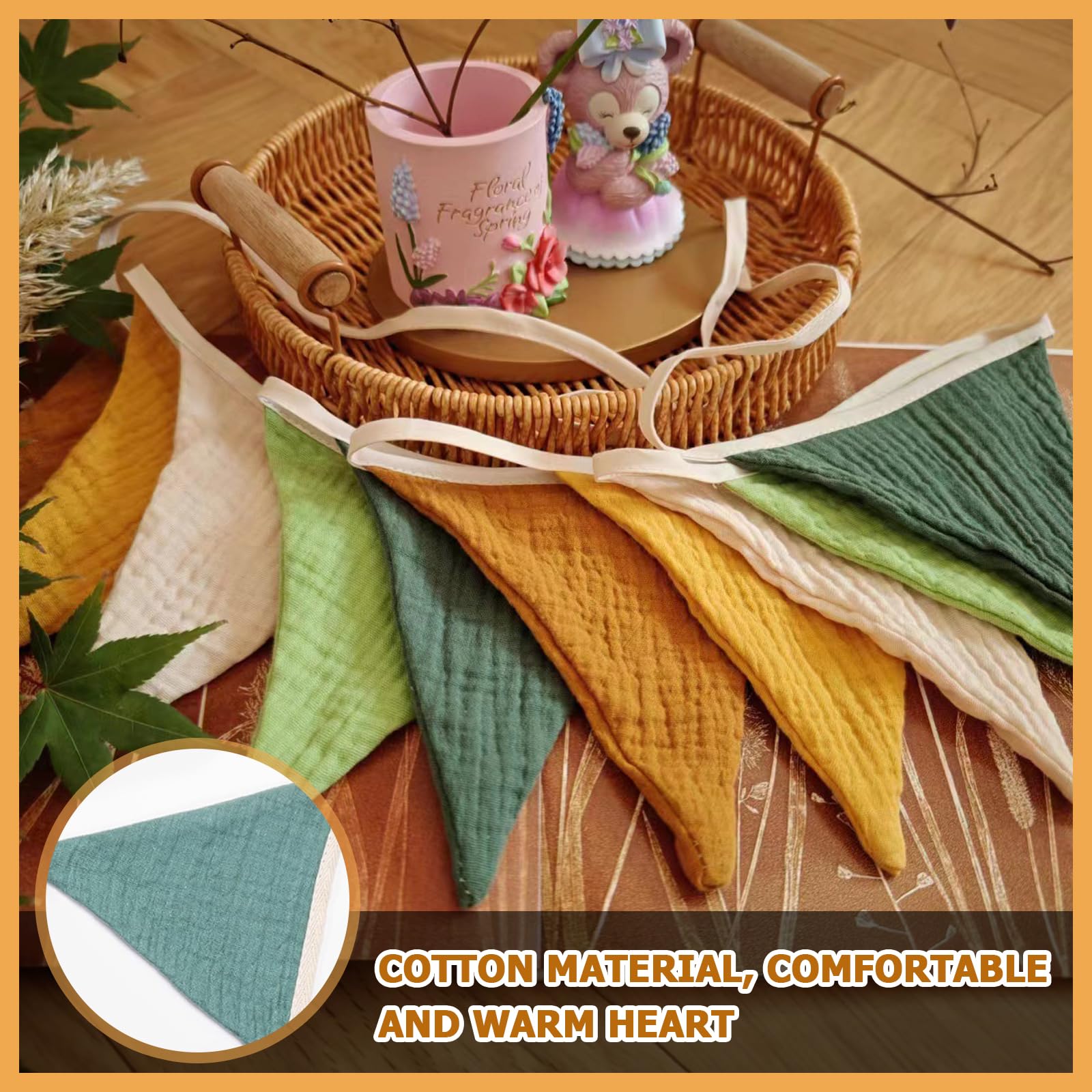 2 Pezzi Bandierine,Festoni,Bandierina Banner,Bandierine Letto Montessori Bandierina Triangolari Cotone,Triangolo Bandiera Ghirlanda