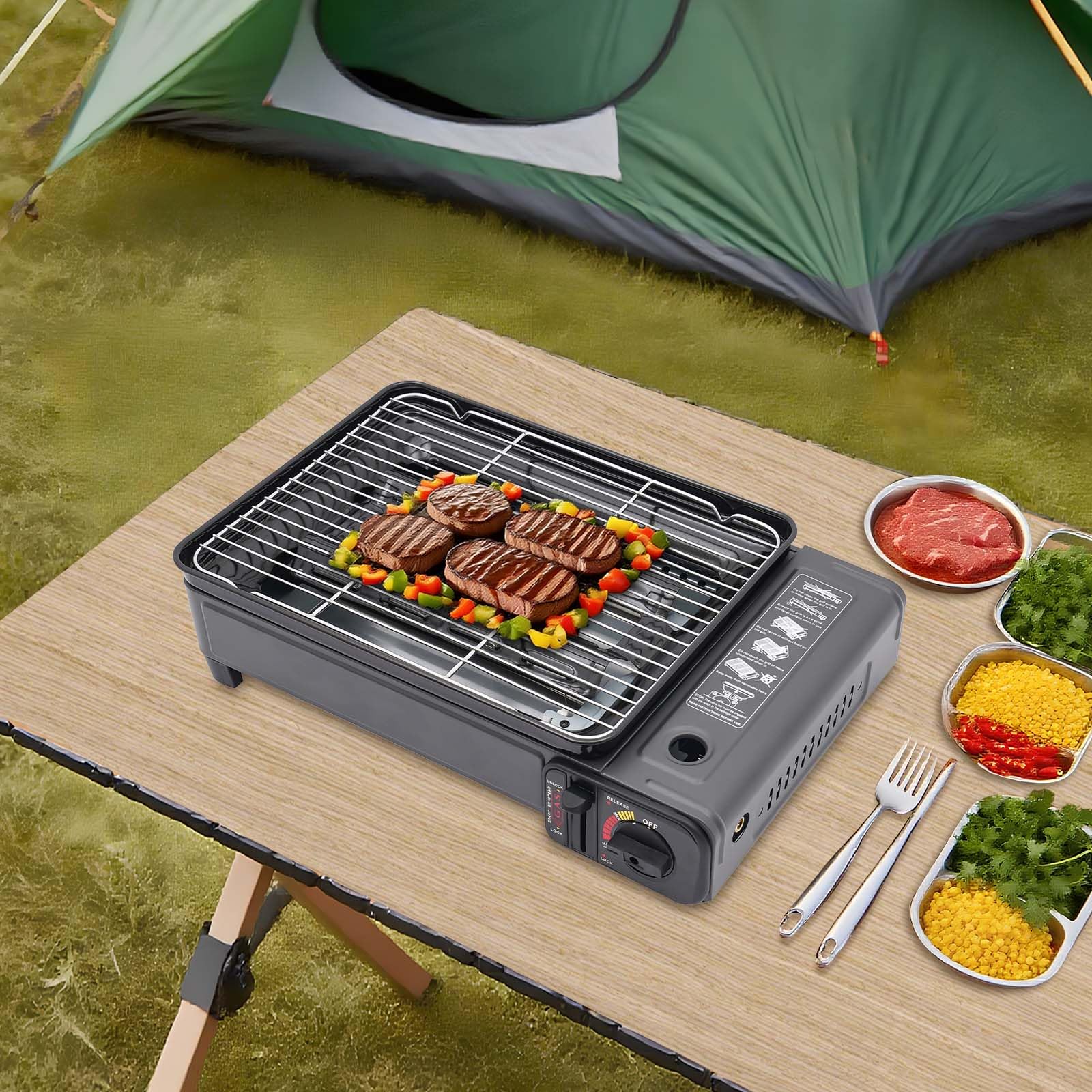 Camping grill gazowy, 41,5 x 28 x 11 cm