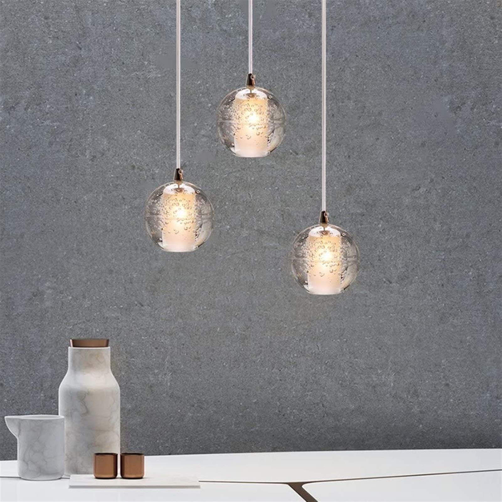 Nowoczesna szklana lampa wisząca LED, żyrandol G4 kryształowa kula wisząca lampa sufitowa z regulacją wysokości do salonu stół do jadalni schody sypialnia jadalnia (rozmiar: 7 świateł)