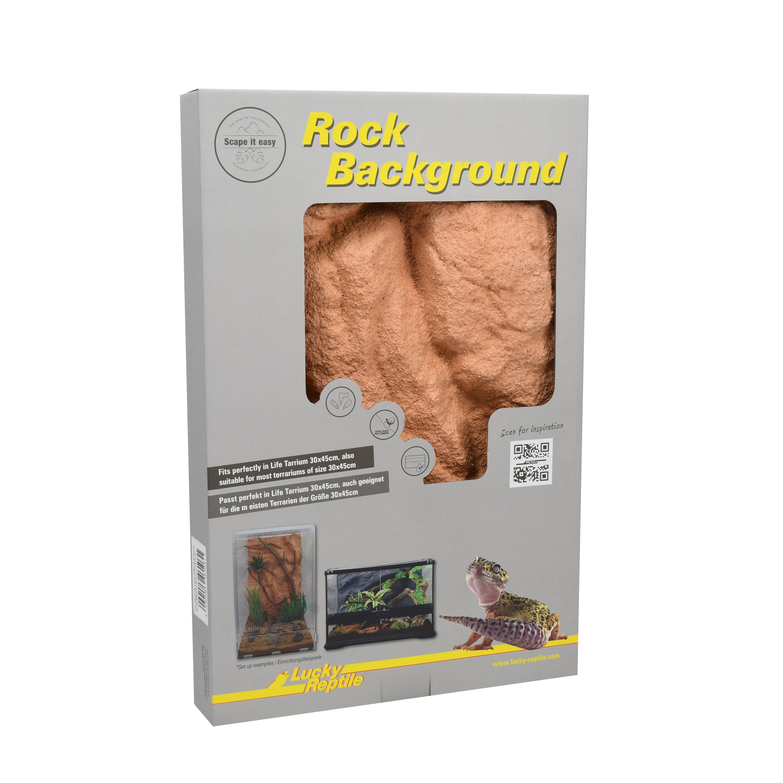 Lucky Reptile Rock Background Scape it Easy Outback Red, 28 x 43 cm, Apto para LifeTarrium 30 x 45