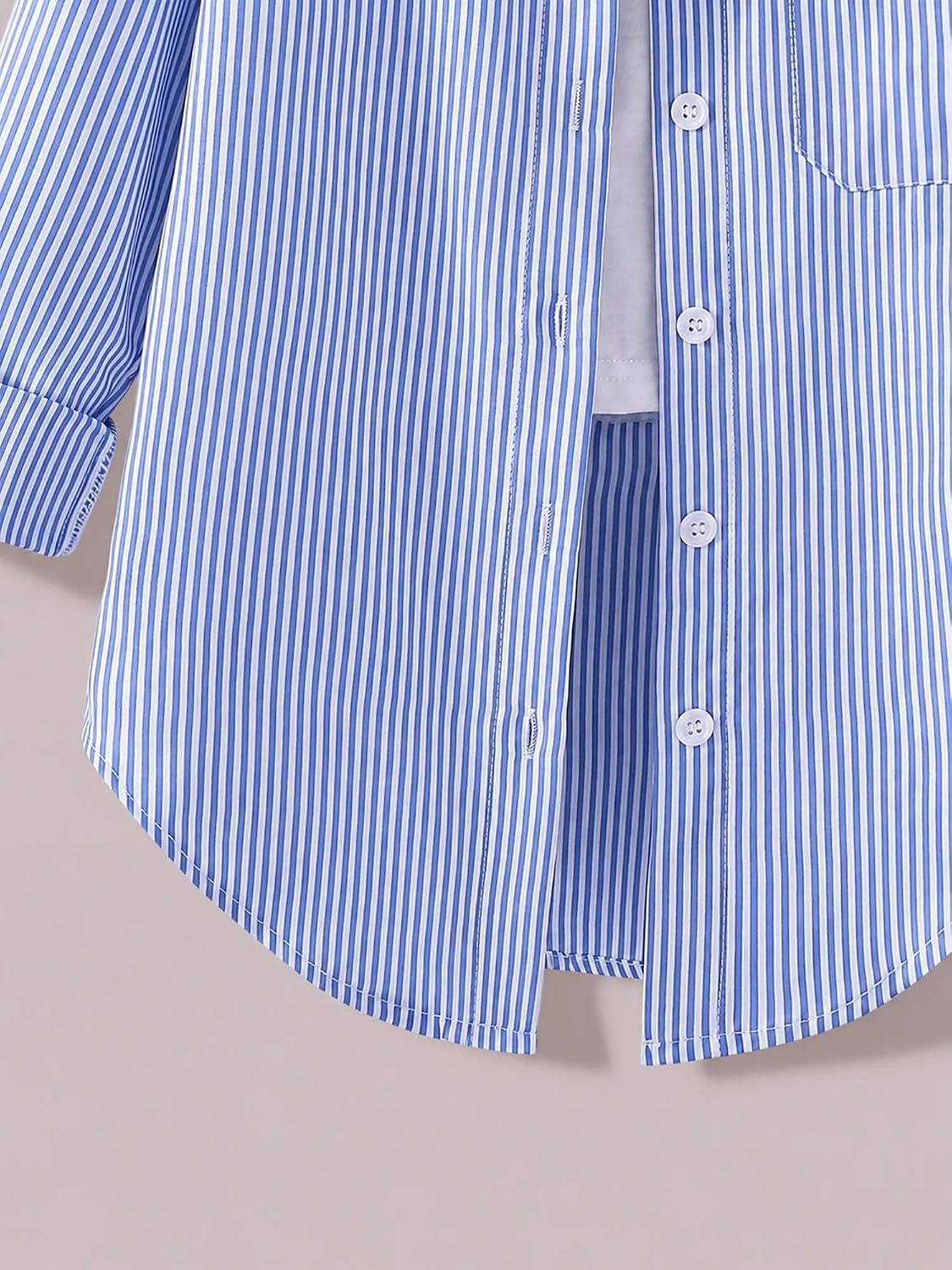 Girls Striped Button Down Shirt Lightweight Beach Cover Up Classic School Blouse