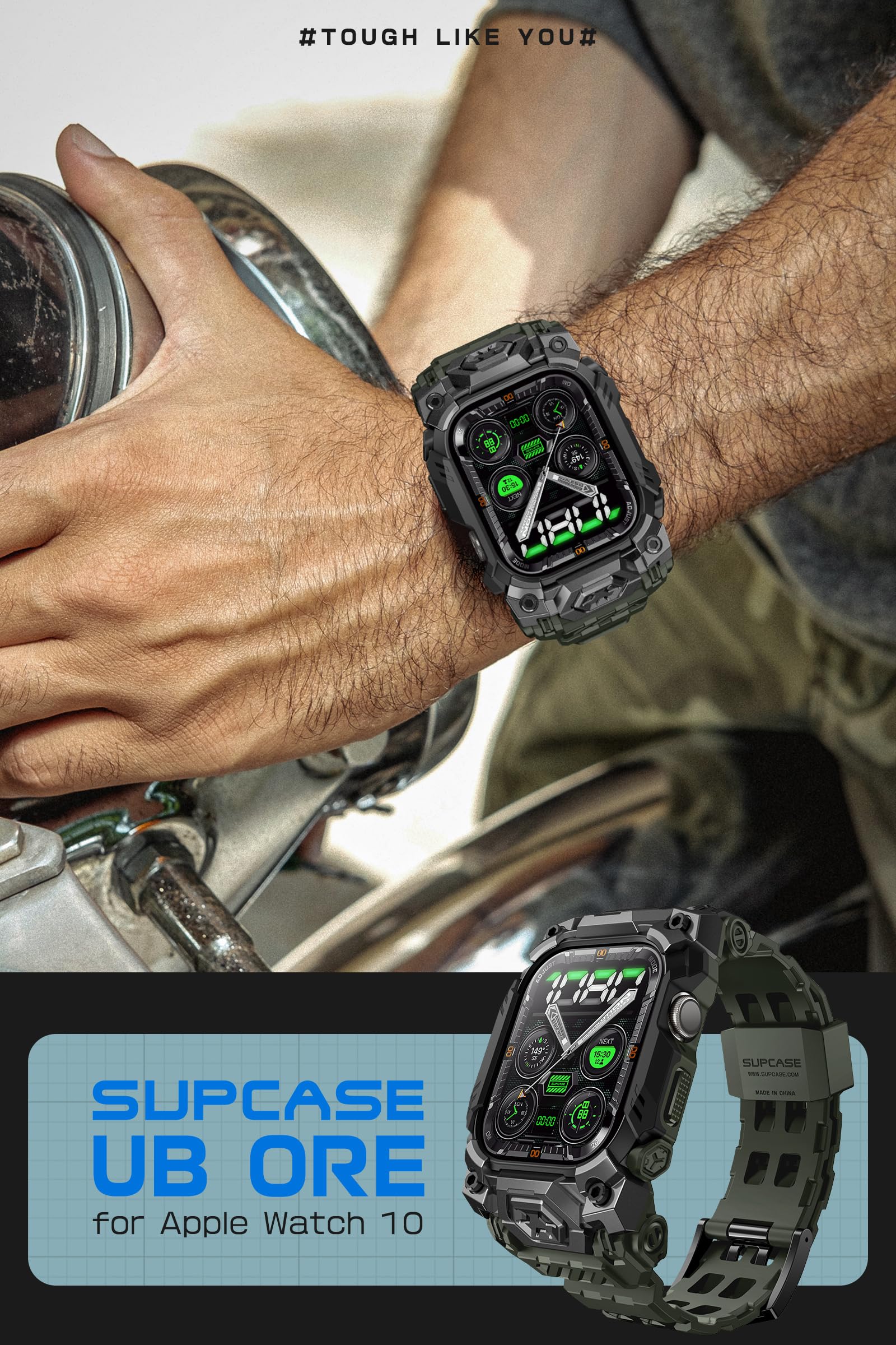 SUPCASE Funda para Apple Watch 11/10 de 46 mm con correa (mineral de escarabajo unicornio), antiarañazos, protección de grado militar, funda resistente deportiva para hombre con correa ajustable