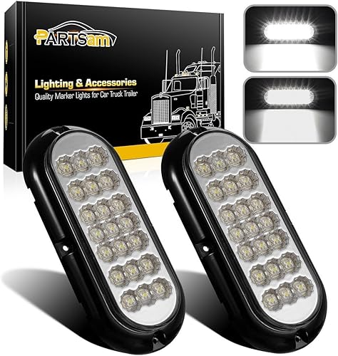 Partsam 2 piezas de 6-12 pulgadas selladas ovaladas transparentes de 21 diodos LED de marcha atrás antiniebla blanca con luz, montaje de brida para