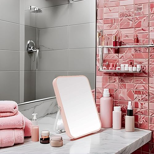 Miniatura 3 de YEAKE Espejo de maquillaje de mesa, espejo plegable portátil de 8 pulgadas con soporte de metal, rotación ajustable de 90, espejo de maquillaje,