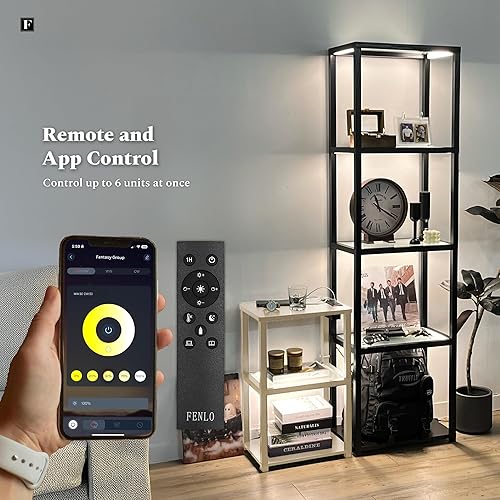 Miniatura 5 de FENLO Mesita de noche con estación de carga, mesa auxiliar pequeña con carga, mesa auxiliar con almacenamiento, mesita de noche minimalista para