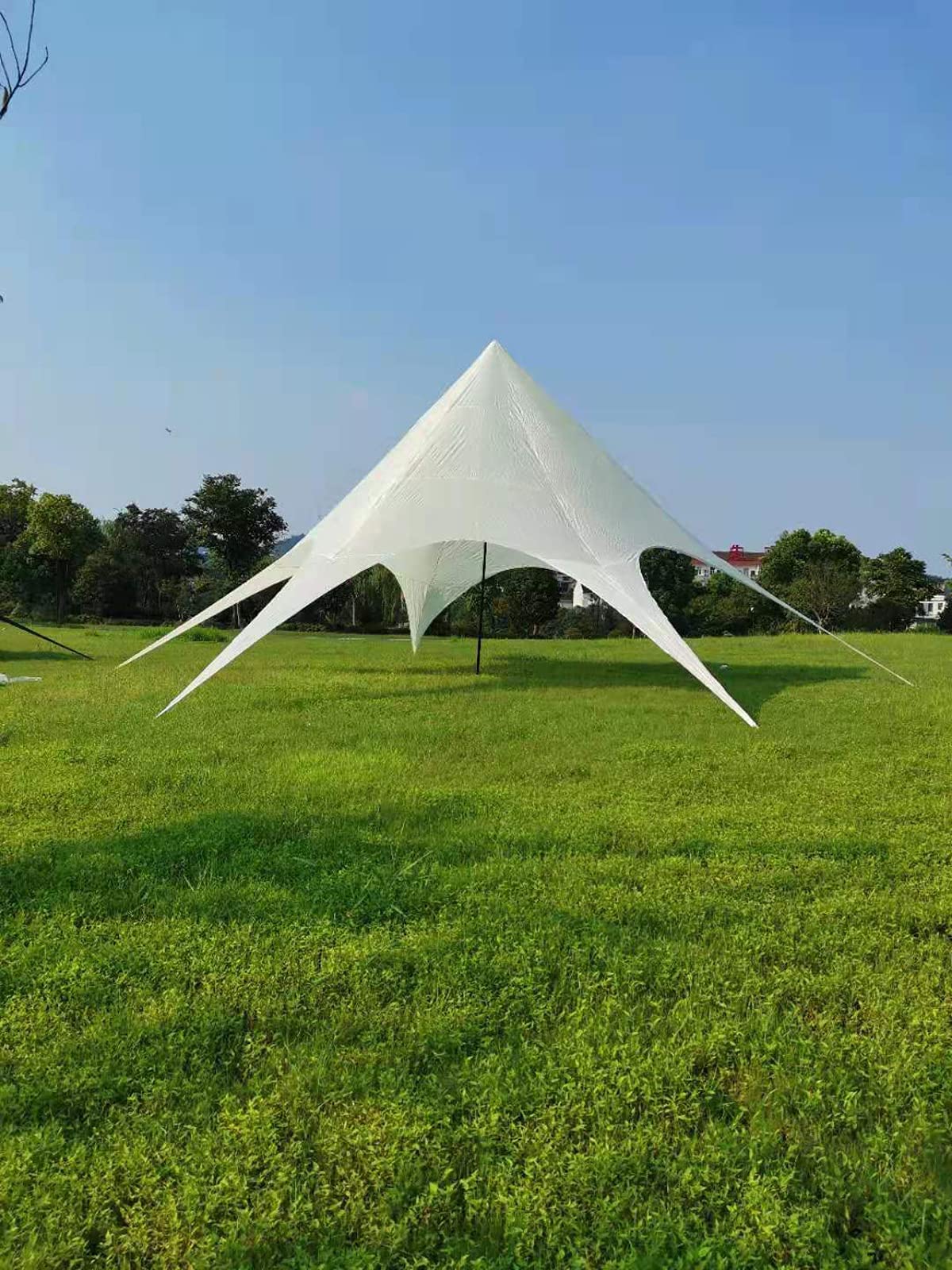 CLP Gazebo Tendone XL A Stella Con 14 Metri Di Diametro I Tenda Padiglione Con Copertura Di 40 M² Da Giardino I Tendone Per Feste, Colore:crema