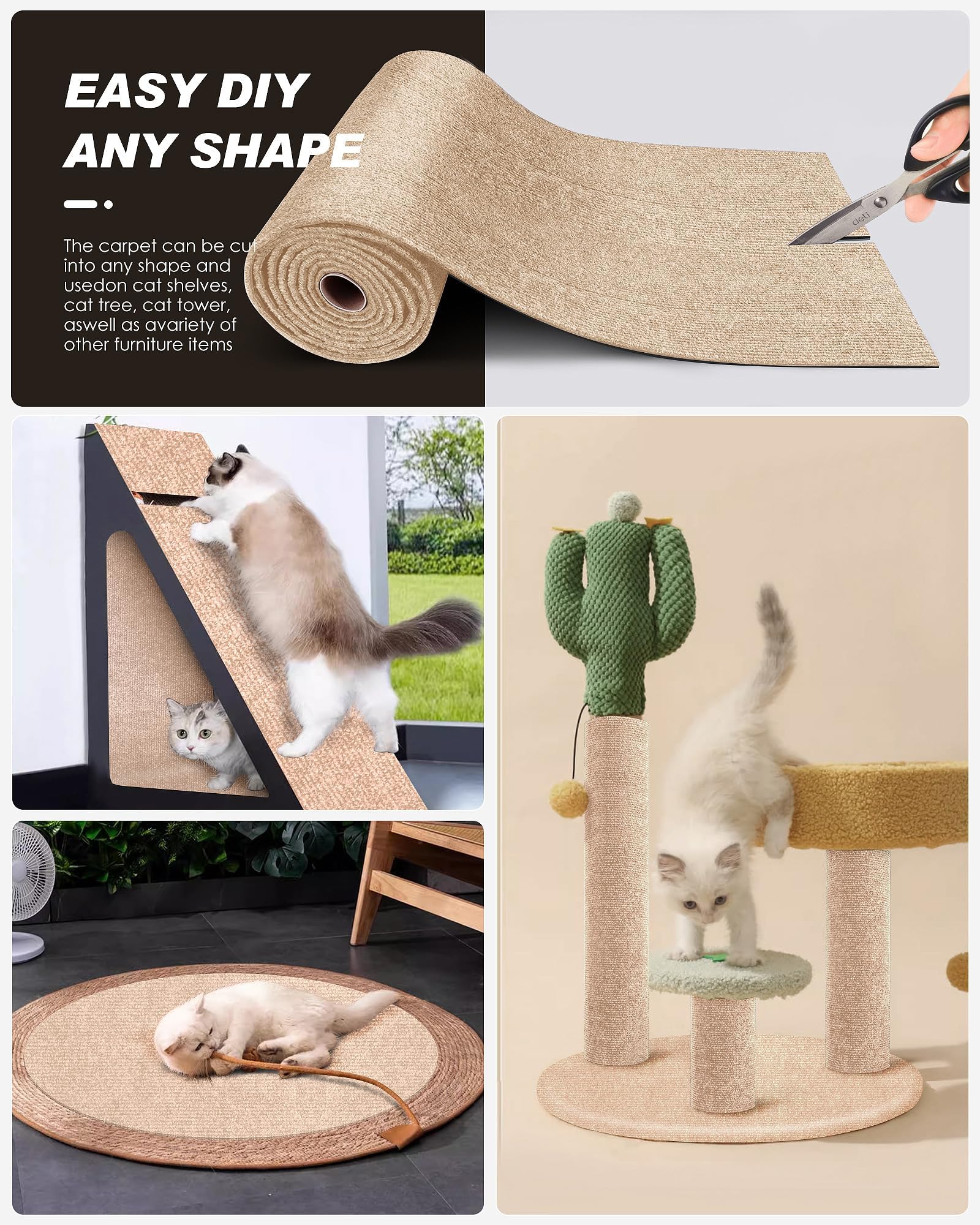 Tiragraffi Per Gatti 200x40 Cm | Autoadesivo | Tagliabile | Protezione Divani E Mobili - Foto 8