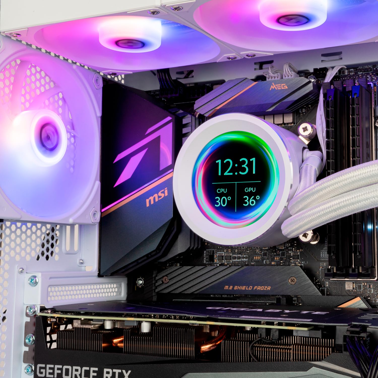 NOX XTREME PRODUCTS X-240 LCD WHITE - Raffreddamento a liquido ARGB con display LCD personalizzabile, Intel e AMD, 2 ventole da 120 mm, controllo PWM, pompa in rame, doppio radiatore alluminio, bianco
