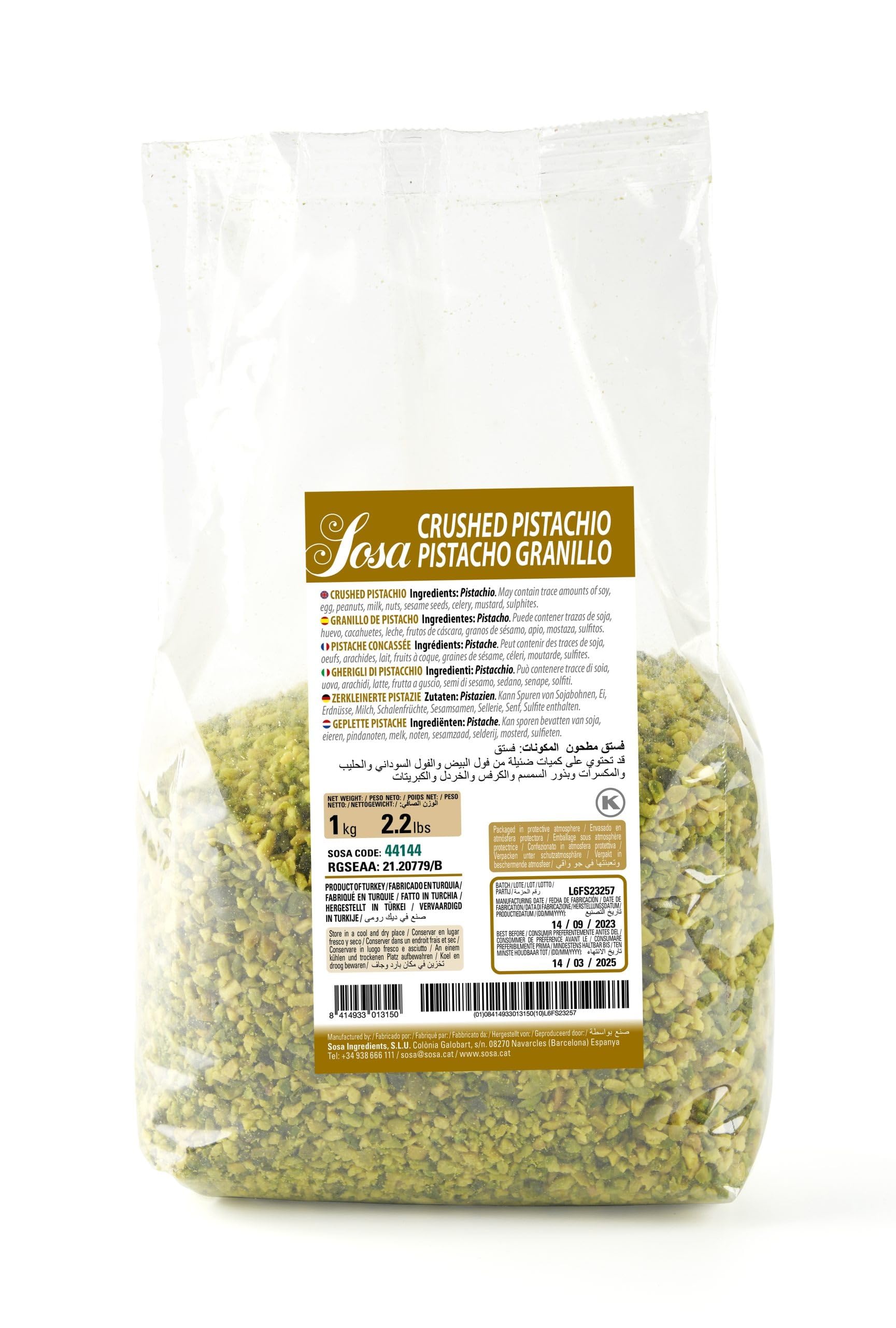 SOSA Fruto secos cortados - Formato 1kg - Uso alimentario professional (Pequeño, Granillo de pistacho)