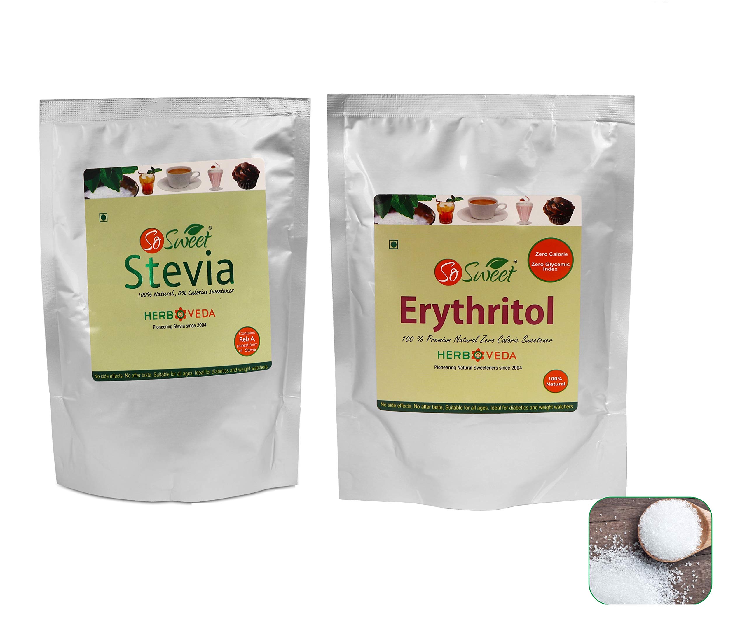 Buy So Sweet Stevia Powder 250gm + Erythritol 250gm Zero Calorie Sugar