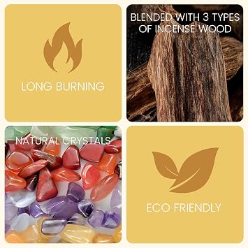 Creative Flow & Career Boost | Incense Sticks Crystal Holder Kit | Yellow Citrine Gem Stones with 80 Natural Sticks Palo Santo Incense-Stick | Home,Healing,Reiki,Meditation,Yoga & Relaxation