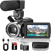 Videocámara FHD 1080P 36MP YouTube Vlogging Grabadora de cámara de 3.0 pulgadas Pantalla de rotación de 270 grados 18X Videocámaras con zoom digital con micrófono, tarjeta SD de 32 GB y 2