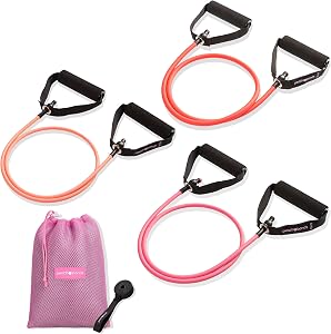 Peach Bands Resistance Tube Bands Set - Long Exercise Bands with Handles, Door Anchor and E-Book Workout Guide