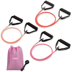 Peach Bands Resistance Tube Bands Set - Exercise Bands with Handles Door Anchor and Workout Guide